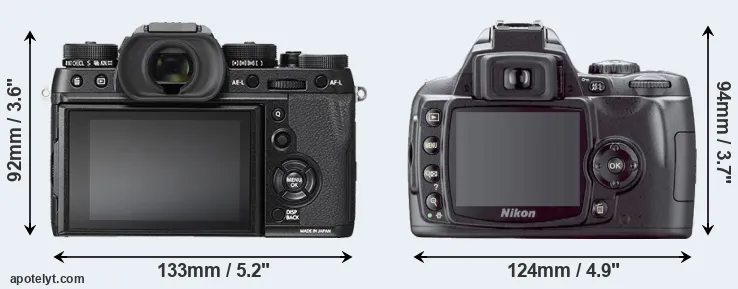 Comparison X-T2 or D40X rear