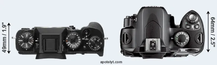 Compare X-T2 versus D40X top