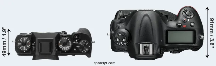 Compare X-T2 versus D4S top