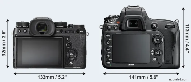 Comparison X-T2 or D600 rear