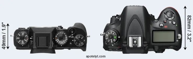 Compare X-T2 versus D600 top