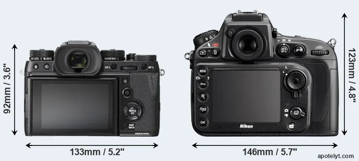 Comparison X-T2 or D800E rear
