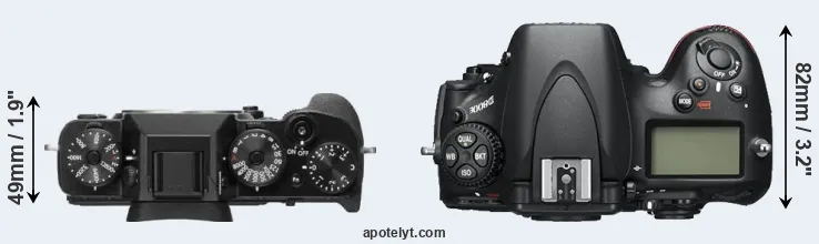 Compare X-T2 versus D800E top