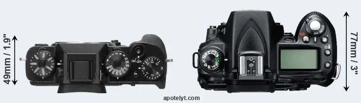 Compare X-T2 versus D90 top