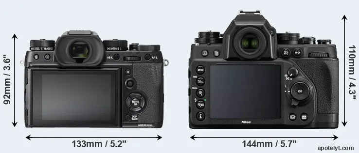 Comparison X-T2 or Df rear