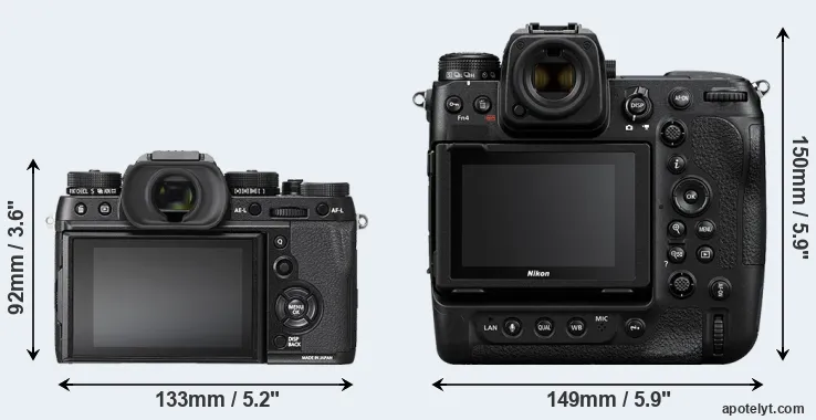 Comparison X-T2 or Z9 rear