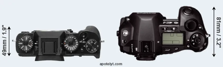 Compare X-T2 versus E-1 top