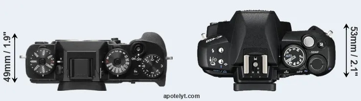 Compare X-T2 versus E-450 top