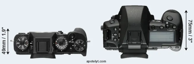 Compare X-T2 versus E-5 top