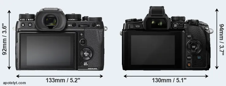 Comparison X-T2 or E-M1 rear
