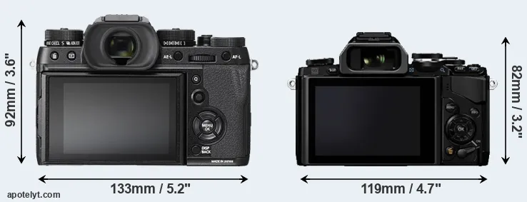 Comparison X-T2 or E-M10 rear