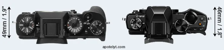 Compare X-T2 versus E-M10 top