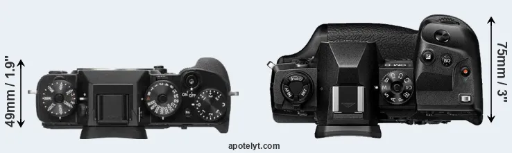 Compare X-T2 versus E-M1X top