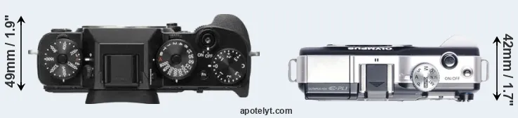 Compare X-T2 versus E-PL1 top