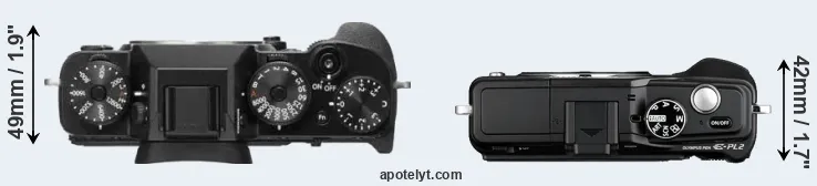 Compare X-T2 versus E-PL2 top