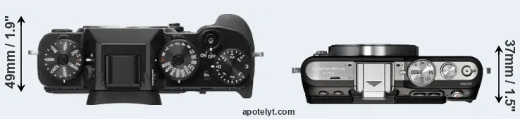 Compare X-T2 versus E-PL3 top
