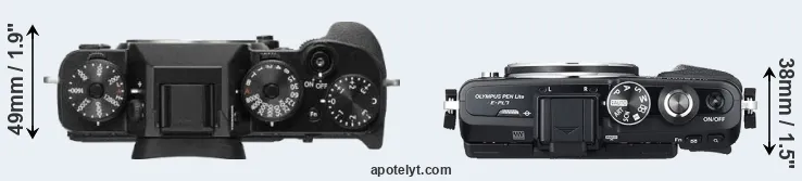 Compare X-T2 versus E-PL7 top