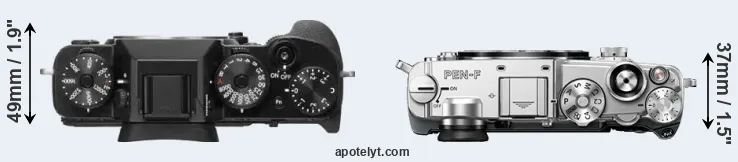 Compare X-T2 versus PEN-F top