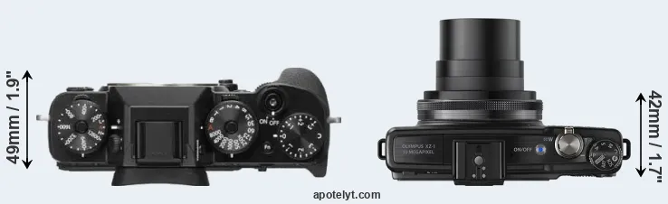 Compare X-T2 versus XZ-1 top