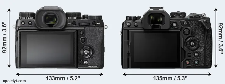 Comparison X-T2 or OM-1 II rear