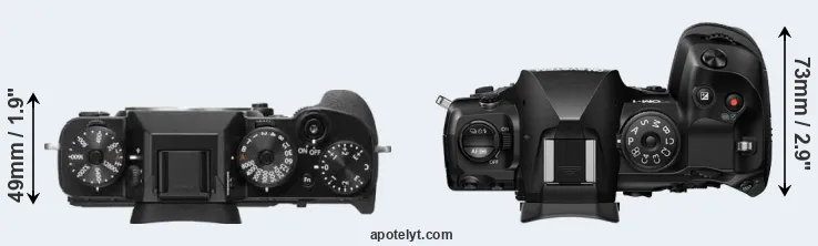 Compare X-T2 versus OM-1 II top