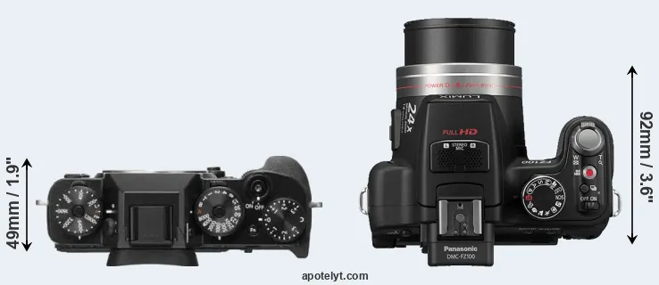 Compare X-T2 versus FZ100 top