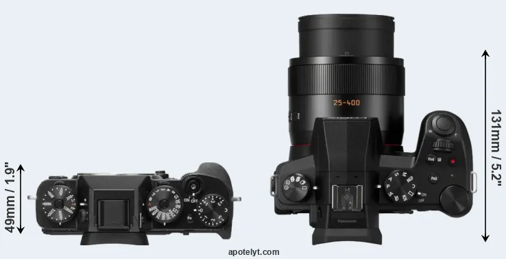 Compare X-T2 versus FZ1000 II top