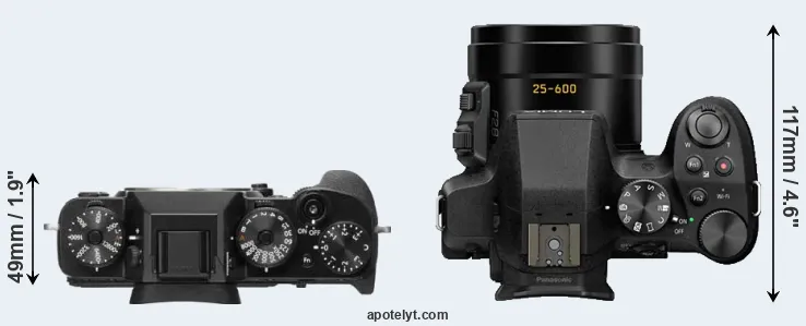 Compare X-T2 versus FZ300 top