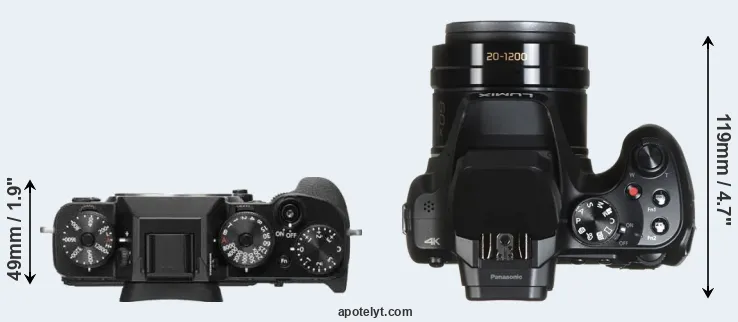 Compare X-T2 versus FZ82 top