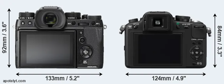 Comparison X-T2 or G10 rear