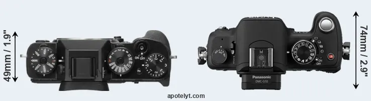 Compare X-T2 versus G10 top