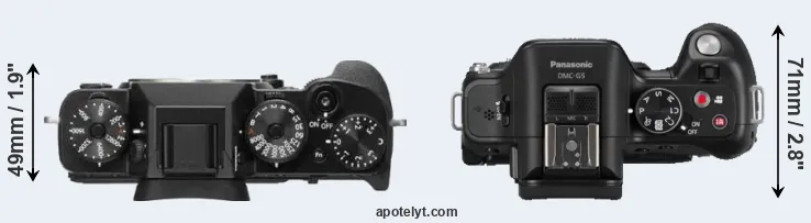 Compare X-T2 versus G5 top
