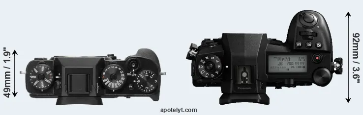 Compare X-T2 versus G9 top