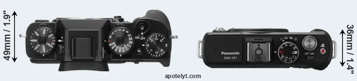 Compare X-T2 versus GF1 top