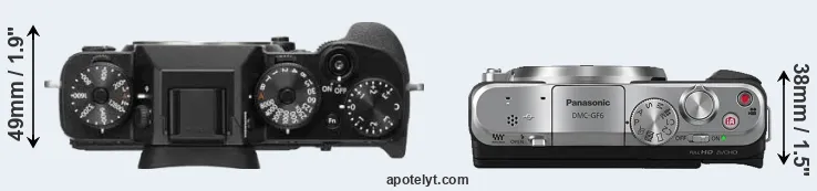 Compare X-T2 versus GF6 top