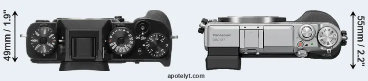Compare X-T2 versus GX7 top