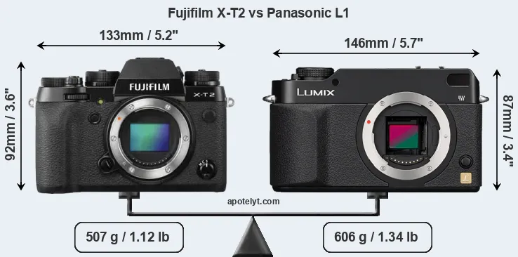 Size Fujifilm X-T2 vs Panasonic L1