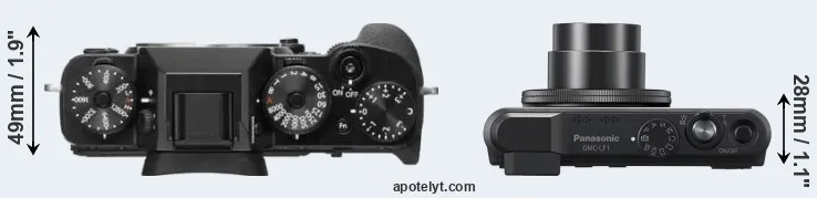 Compare X-T2 versus LF1 top