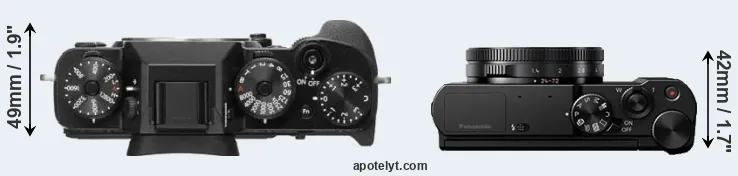 Compare X-T2 versus LX10 top