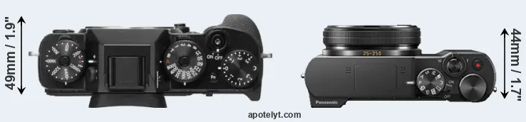 Compare X-T2 versus TZ100 top