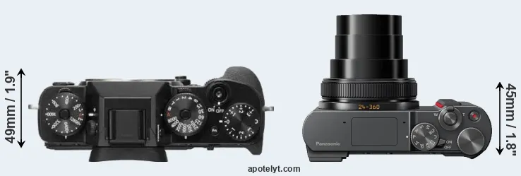 Compare X-T2 versus TZ200 top