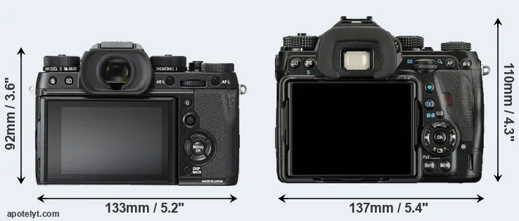 Comparison X-T2 or K-1 rear