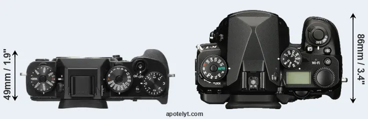 Compare X-T2 versus K-1 top