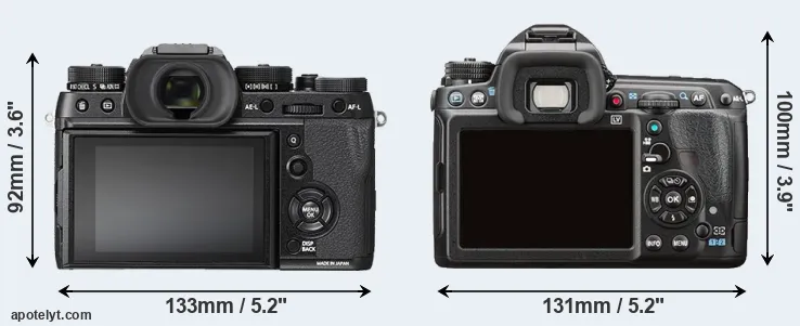 Comparison X-T2 or K-3 II rear