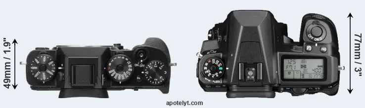 Compare X-T2 versus K-3 II top