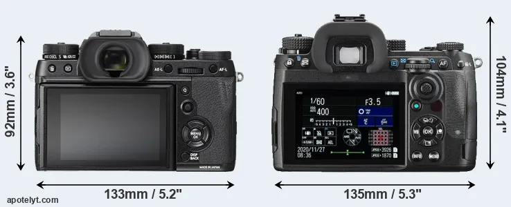 Comparison X-T2 or K-3 III rear