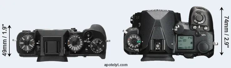 Compare X-T2 versus K-3 III top