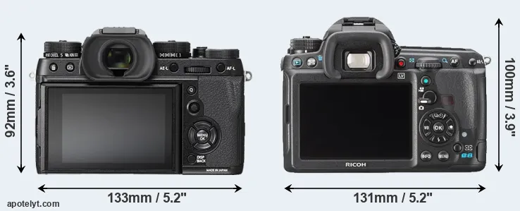 Comparison X-T2 or K-3 rear