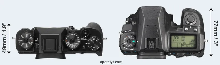 Compare X-T2 versus K-3 top