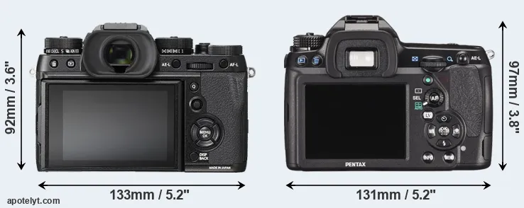 Comparison X-T2 or K-5 II rear
